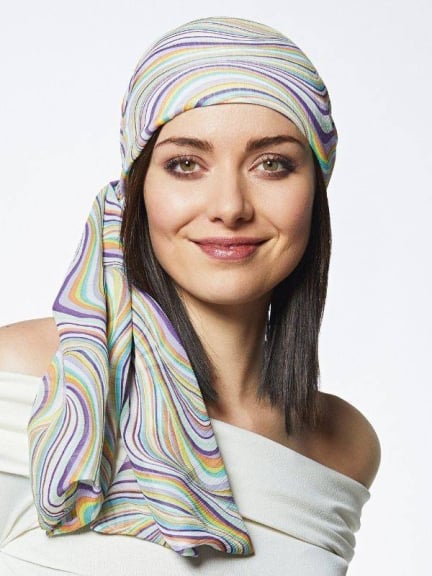 Olea — turban en bambou 100%, pans longs et motifs féminins pour un look élégant