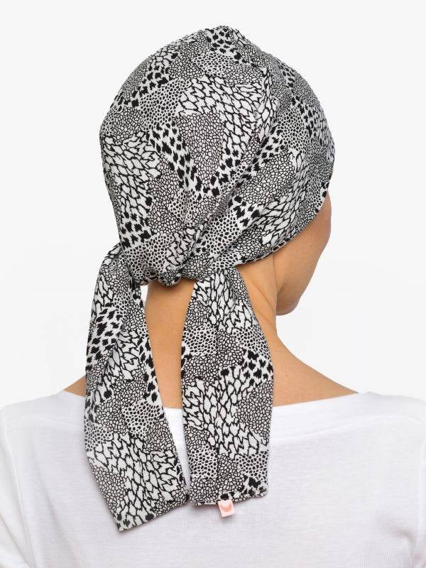 Turban chimio Audrey Rosette La Vedette, foulard réversible en coton-viscose, confortable et respirant, nouage facile dans la nu