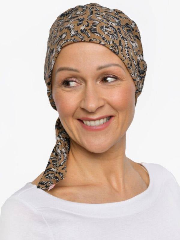 Turban chimio Audrey Rosette La Vedette, foulard réversible en coton-viscose, confortable et respirant, nouage facile dans la nu