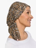 Turban chimio Audrey Rosette La Vedette, foulard réversible en coton-viscose, confortable et respirant, nouage facile dans la nu