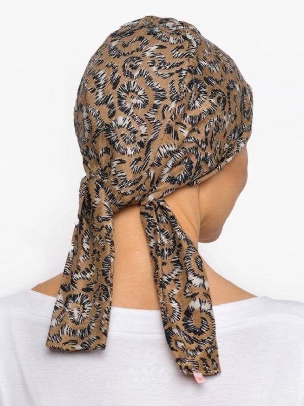 Turban chimio Audrey Rosette La Vedette, foulard réversible en coton-viscose, confortable et respirant, nouage facile dans la nu