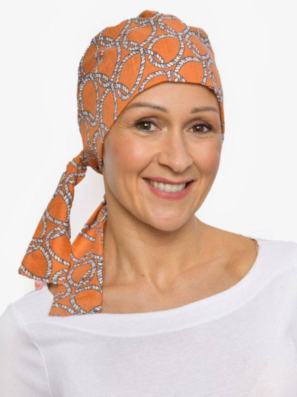 Foulard chimio Audrey, préformé et réversible, coton/viscose, coloris estival