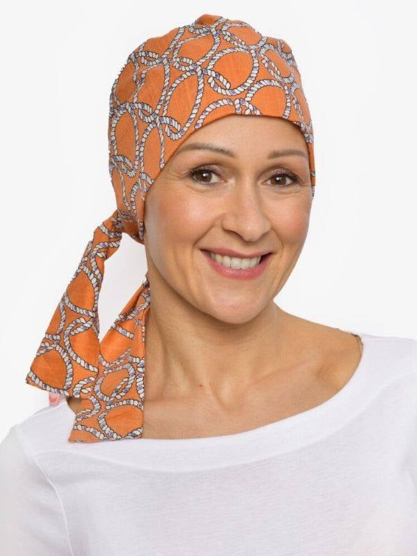 Turban chimio Audrey Rosette La Vedette, foulard réversible en coton-viscose, confortable et respirant, nouage facile dans la nu
