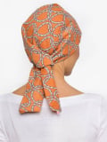 Turban chimio Audrey Rosette La Vedette, foulard réversible en coton-viscose, confortable et respirant, nouage facile dans la nu