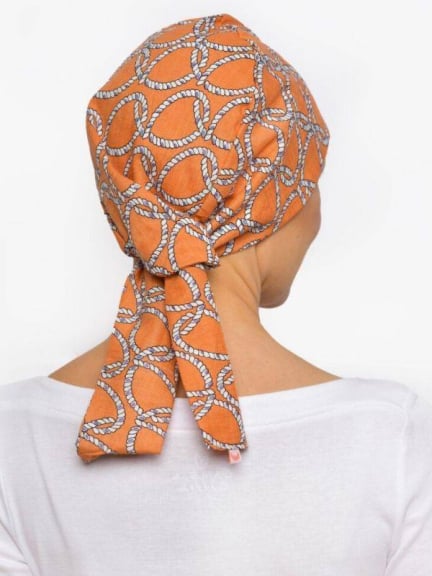 Foulard chimio Audrey, préformé et réversible, coton/viscose, coloris estival