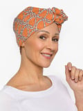 Turban chimio Audrey Rosette La Vedette, foulard réversible en coton-viscose, confortable et respirant, nouage facile dans la nu