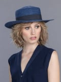 Chapeau canotier femme Venice en paille aérée, ruban noir, couleurs nature, noir ou bleu marine – protection solaire légère.