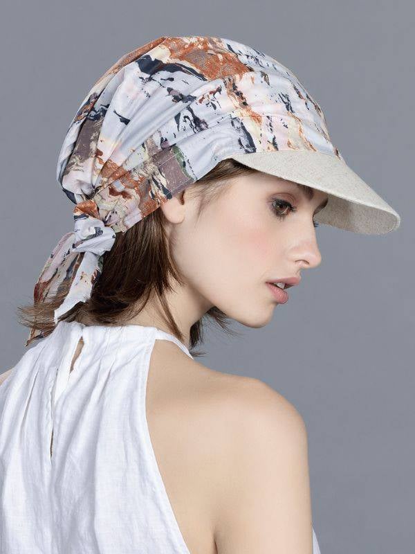 Casquette solaire Lonata Ellen Wille en coton-lin, visière détachable et foulard à nouer, légère et confortable