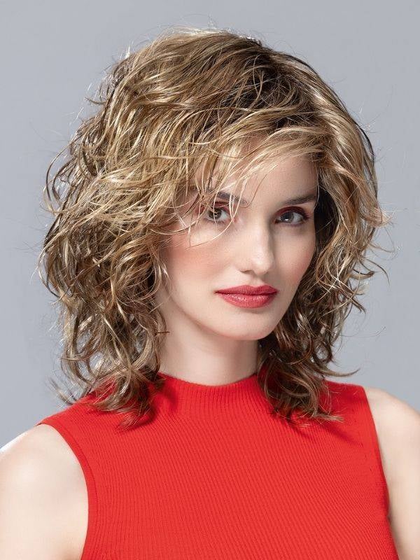 Perruque Beach Mono mi-longue wavy, boucles Beach-Curls, effet rooted et mèches balayées