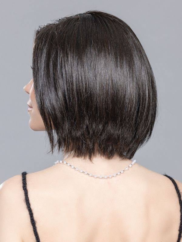 Perruque Elite Small Mono Part petite taille 53-54 cm, carré mi-long lisse à frange modulable, effet naturel