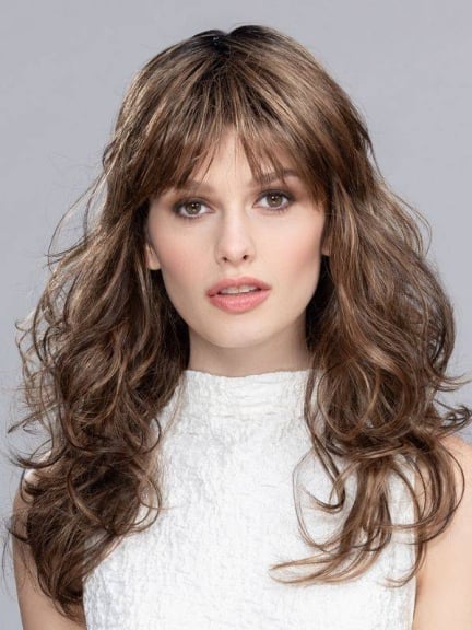 Perruque Pretty : ondulations glamour et frange droite, collection Hair Power