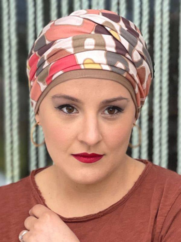 Nadia turban bandeau MMParis bonnet plissé deux couleurs estivales facile a nouer