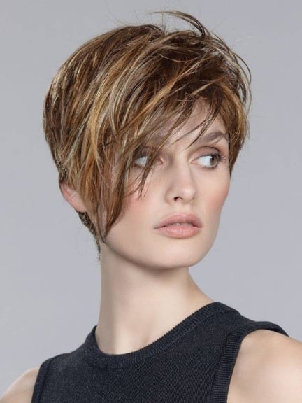 Disc Mono Part - Perruque courte asymétrique Ellen Wille, effet rooted et balayage mix