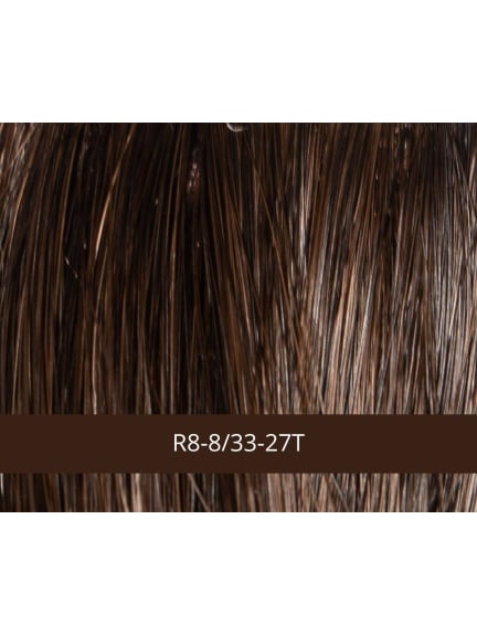 Perruque Caroline NJ Création — coupe courte volumineuse, frange fournie et bordure en tulle