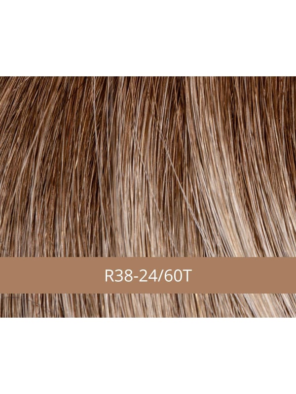 Perruque Frimousse NJ Création : coupe courte plongeante effilée, bordure tulle discrète, fibre synthétique NJ et maintien Antig