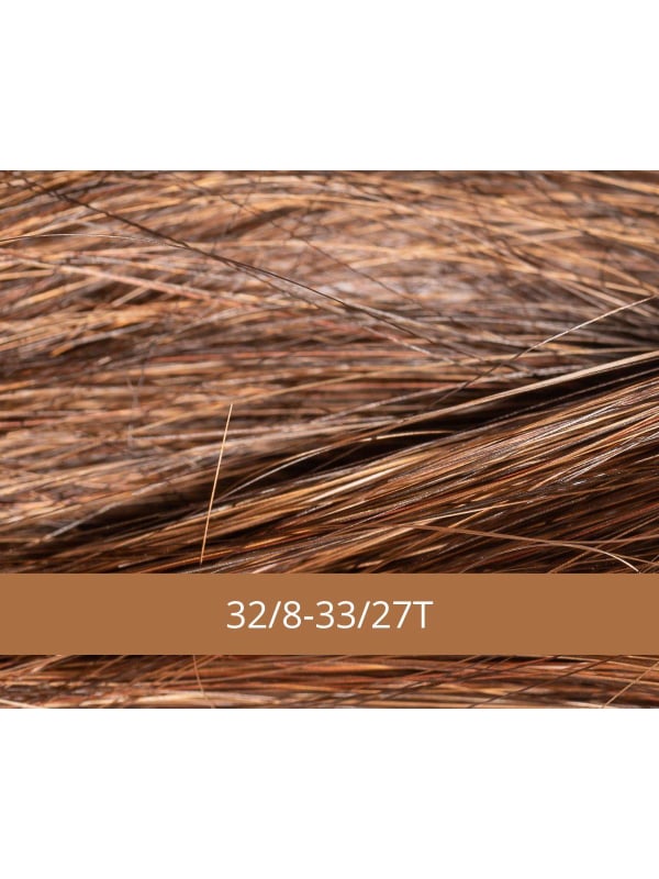 Perruque Kim NJ Création mi-longue bouclée, fibre synthétique effet naturel, frange volumineuse et confort médical antiglisse.