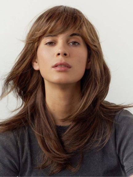 Perruque Nanou - cheveux longs lisses avec frange côté