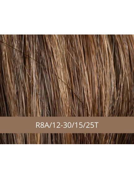 Perruque Nathalia — carré mi-long avec frange balayée, fibre mixte & bordure en tulle