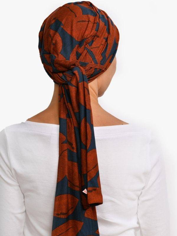 Turban Liz Rosette La Vedette en viscose, foulard fixé sur bonnet : tenue anti-glisse, nouages multiples, doux pour cuir chevelu