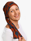 Turban Liz Rosette La Vedette en viscose, foulard fixé sur bonnet : tenue anti-glisse, nouages multiples, doux pour cuir chevelu