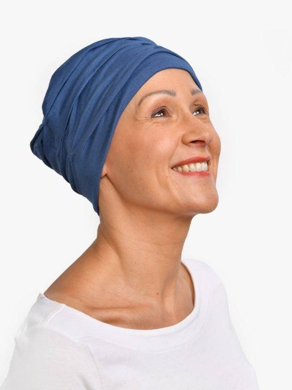 Bonnet chimio Marlene Uni Rosette La Vedette en viscose, sans coutures, effet volume, idéal cuir chevelu sensible