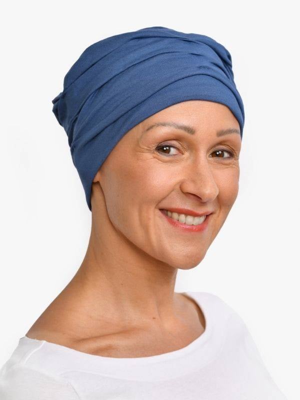 Bonnet chimio Marlene Uni Rosette La Vedette en viscose, sans coutures, effet volume, idéal cuir chevelu sensible