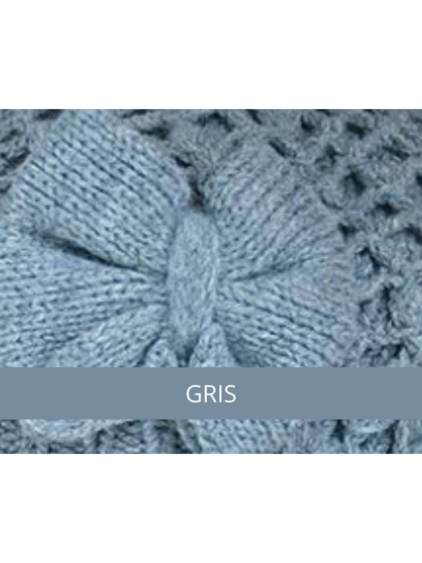 Béret femme Sofia MM Paris en tricot acrylique doux avec fleur, idéal pour l’hiver