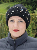 Bonnet Côme en laine, angora et acrylique avec bijoux lumineux