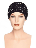 Turban Mira, 95% bambou 5% spandex, bandes pailletées, ultra-doux et confortable