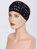 Turban Mira, 95% bambou 5% spandex, bandes pailletées, ultra-doux et confortable
