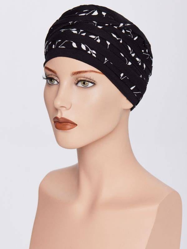 Turban Mira, 95% bambou 5% spandex, bandes pailletées, ultra-doux et confortable