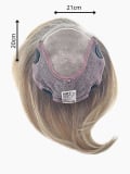 Volumateur Duo Topper Page Gisela Mayer 35 cm : mélange Remy Hair 30% + fibre thermo 70%, base 21x20 cm, fixation 4 pinces.