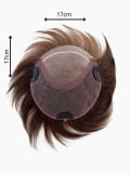 Volumateur Duo Topper Short Gisela Mayer : cheveux courts avec frange, base 17x17cm, mono-filament, 4 pinces, rendu naturel et d