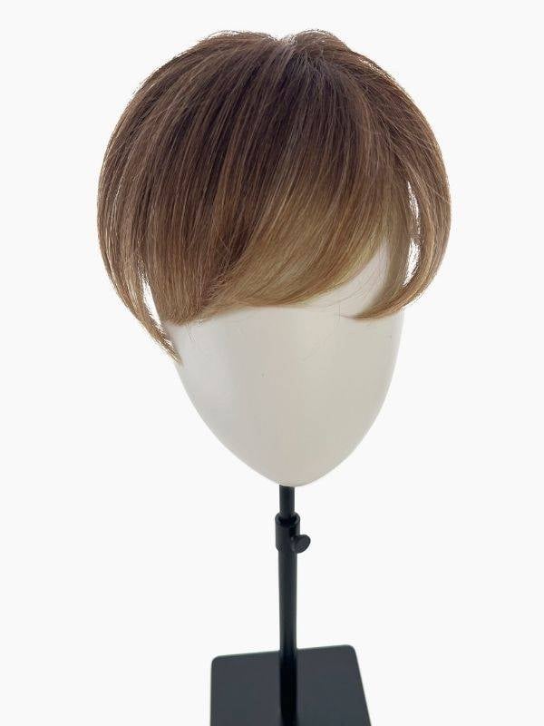 Volumateur Duo Topper Hip Gisela Mayer avec frange, mono-filament, 4 pinces, 16x15 cm (70% fibre thermorésistante, 30% Remy Hair
