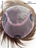 Volumateur Duo Topper Hip Gisela Mayer avec frange, mono-filament, 4 pinces, 16x15 cm (70% fibre thermorésistante, 30% Remy Hair