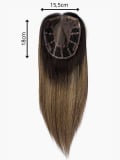 Volumateur Remy Mono Topper Gisela Mayer en Remy Hair naturel 40 cm, pose à clips, effet densité discret, coiffable à 160°C.