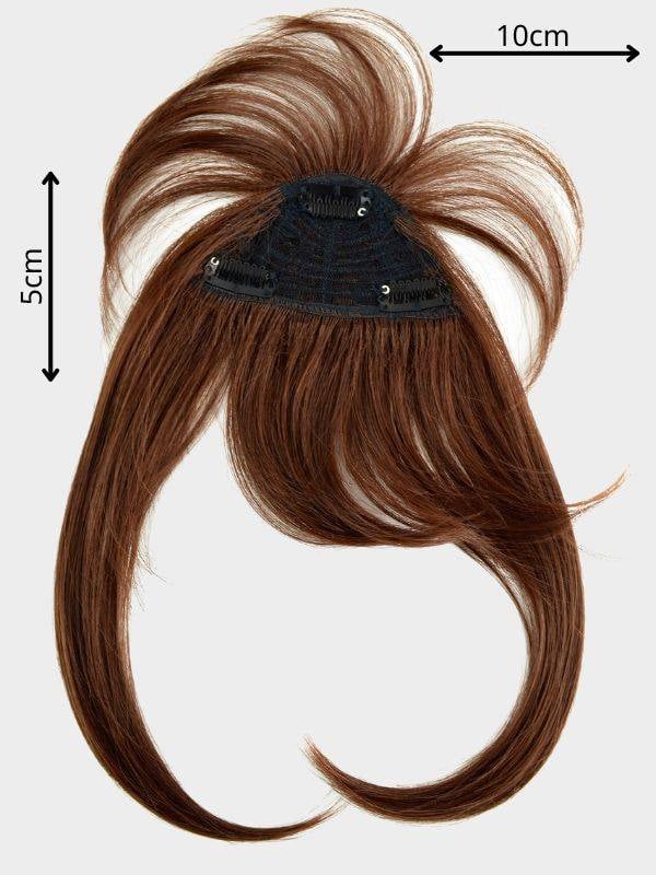 Pony 166 Long Echthaar : frange en cheveux naturels à clips, base 10×5 cm, longueur 15 à 30 cm, fini discret et naturel.