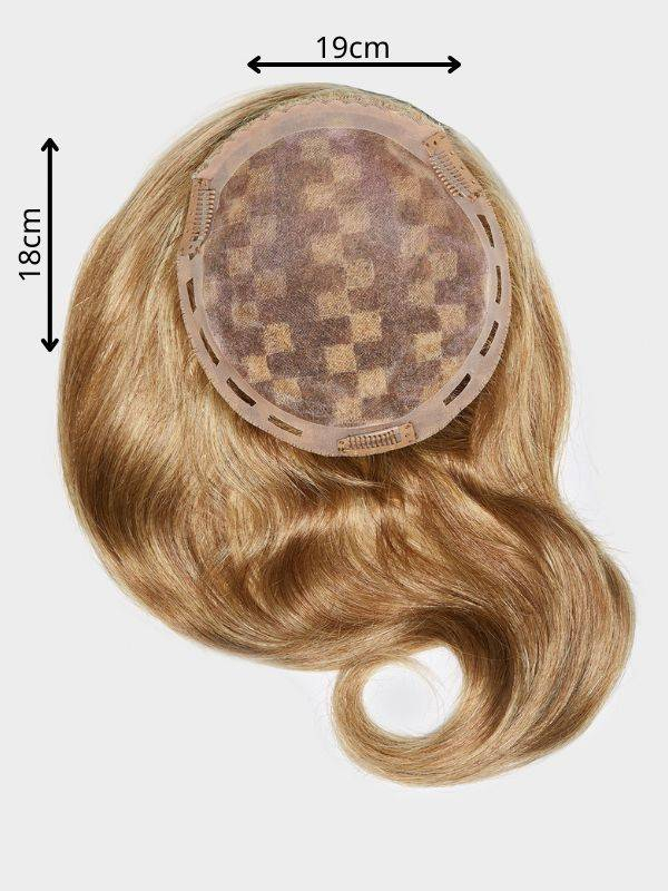 Volumateur Solution C Echthaar en cheveux naturels Remy 43 cm, base monofilament 19x18 cm avec 3 pinces pour un effet naturel
