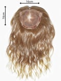Volumateur Top Curly Long Gisela Mayer : topper bouclé 45cm avec frange rideau, base 16x16cm mono-filament et 4 clips