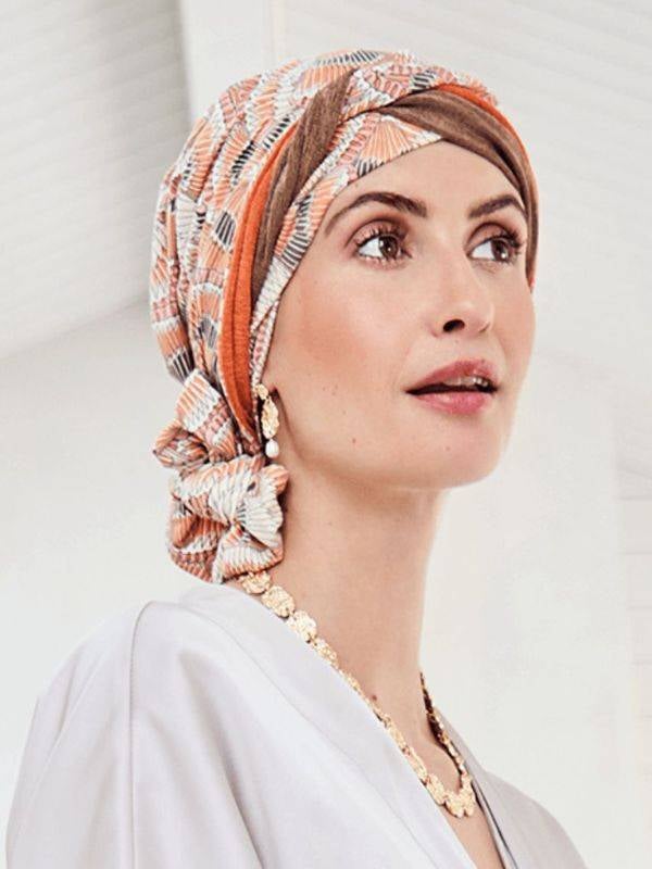 Turban foulard Béatrice en bambou Christine Headwear, doux et respirant, volume avec bandeau et pans courts à nouer.