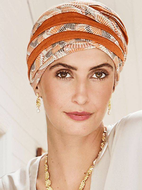 Turban Hindi Bambou Christine Headwear en viscose de bambou Caretech®, bonnet élégant et confortable pour alopécie ou chimio.