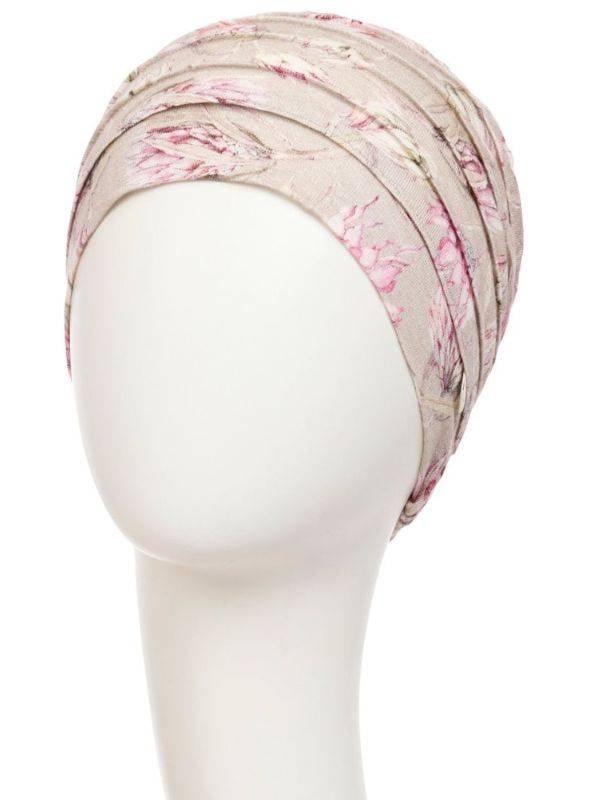 Bonnet turban Zen Lin Christine Headwear en lin naturel, léger et respirant, idéal en cas d’alopécie ou traitements.