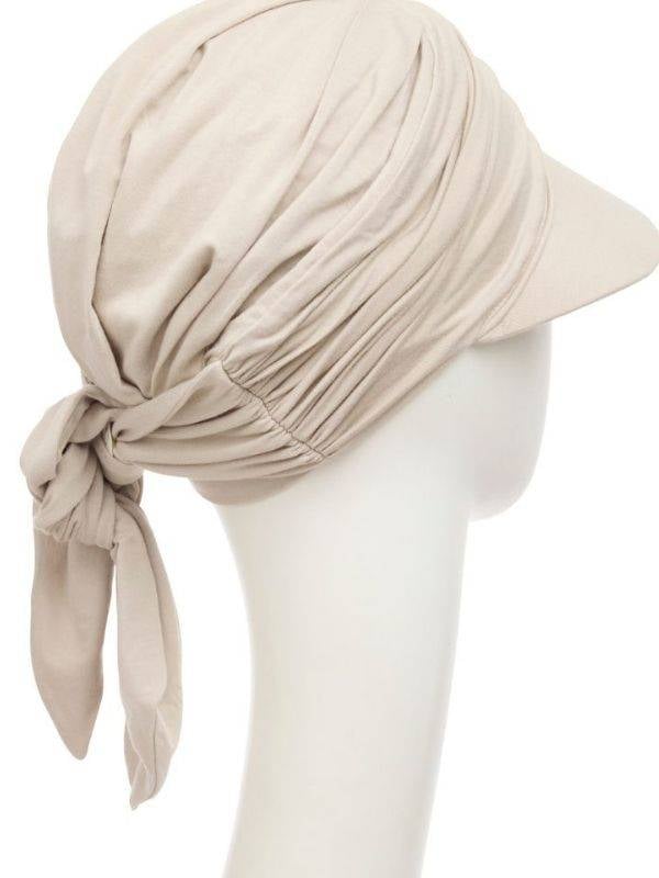 Casquette Briana Cap bambou UPF 50+ Christine Headwear, visière large et pans à nouer pour cuir chevelu sensible