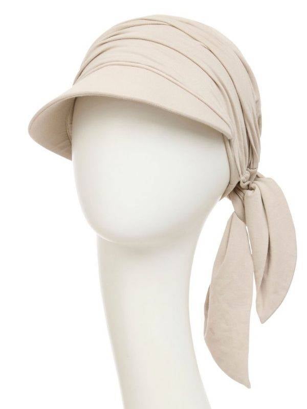 Casquette Briana Cap bambou UPF 50+ Christine Headwear, visière large et pans à nouer pour cuir chevelu sensible