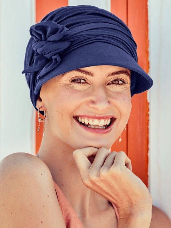 Casquette Briana Cap bambou UPF 50+ Christine Headwear, visière large et pans à nouer pour cuir chevelu sensible