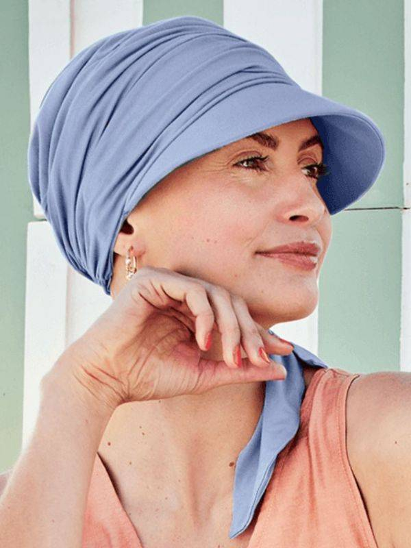 Casquette Briana Cap bambou UPF 50+ Christine Headwear, visière large et pans à nouer pour cuir chevelu sensible