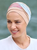 Turban chimio Bastille NJ Création : turban léger à plis superposés, joli volume, facile à enfiler, idéal pendant la chimiothéra