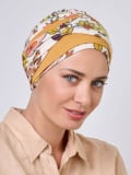 Turban Champs Elysées NJ Création avec boucle métallique modulable et motifs élégants – bonnet confortable pour un look chic.