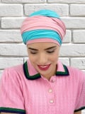Turban Leslie MMParis bicolore, fibre de bambou : léger, doux, facile à nouer, effet volume et look naturel.