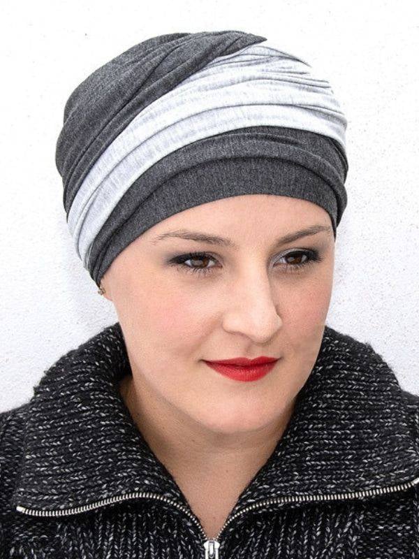 Turban Leslie MMParis bicolore, fibre de bambou : léger, doux, facile à nouer, effet volume et look naturel.